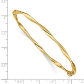 14k Polished Twisted 3.00mm Hinged Oval Bangle Bracelet